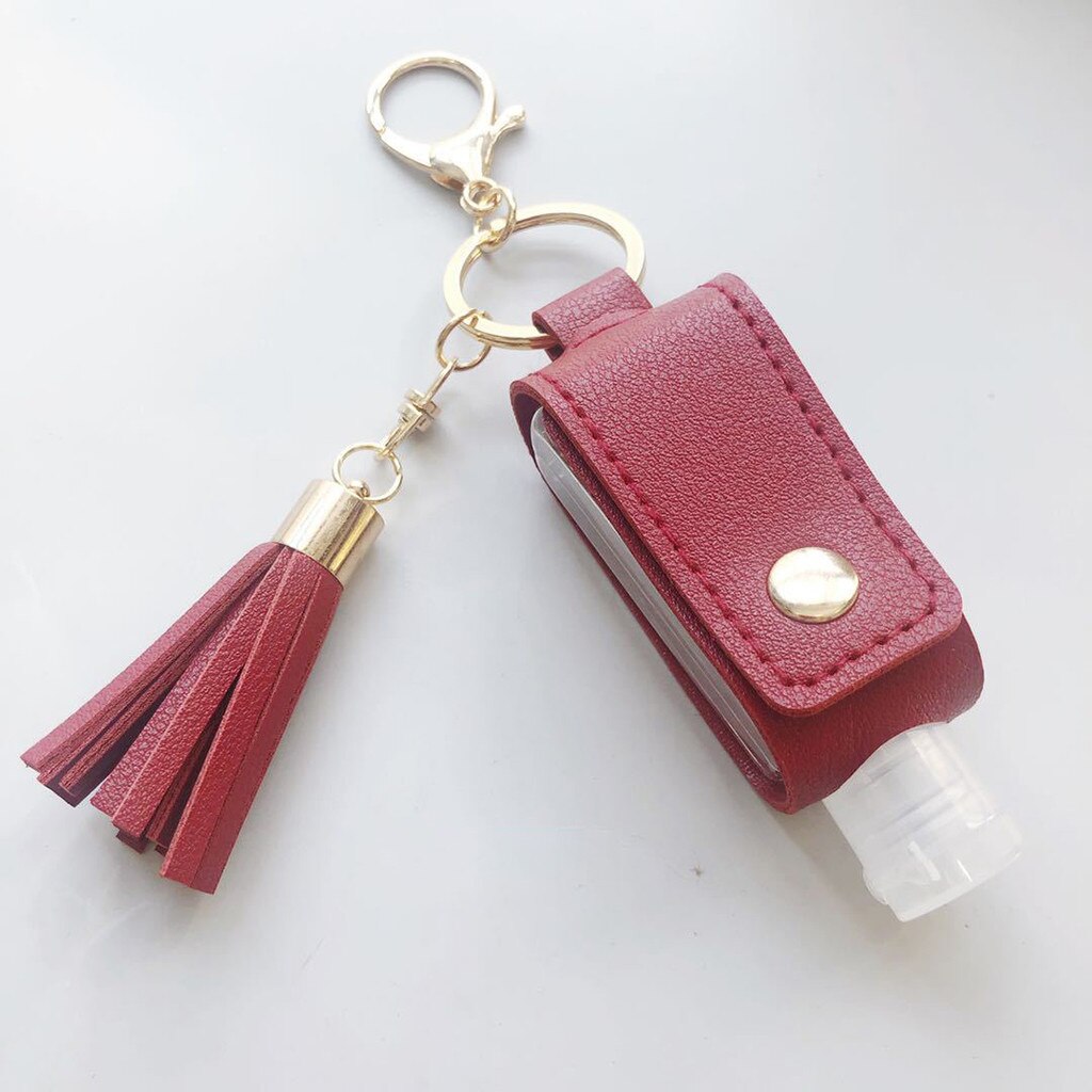 Hand Sanitizer Leder Keychain Halter Reise Flasche Nachfüllbar Container 30ml Flip Wiederverwendbare Flasche mit Quaste Keychain Träger: G