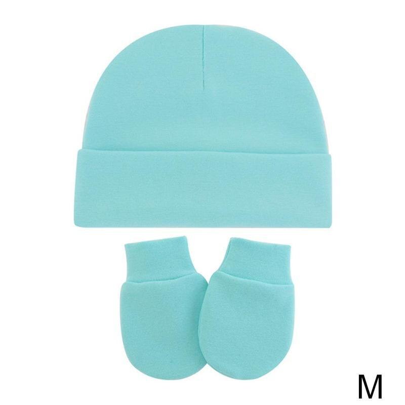 2-piece Set Of Color Hooded Anti-scratch Gloves Hat Beanies Gloves Newborn Cotton Hat And Soft Cotton Winter War A1S3: M