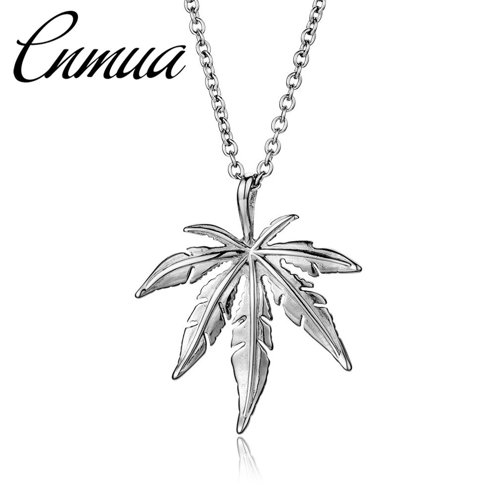 Boutique Titanium Steel Maple Leaf Necklace Trendy Women & Men Korean Sweater Chain Pendant Hip Hop Hemp Leaf Pendant