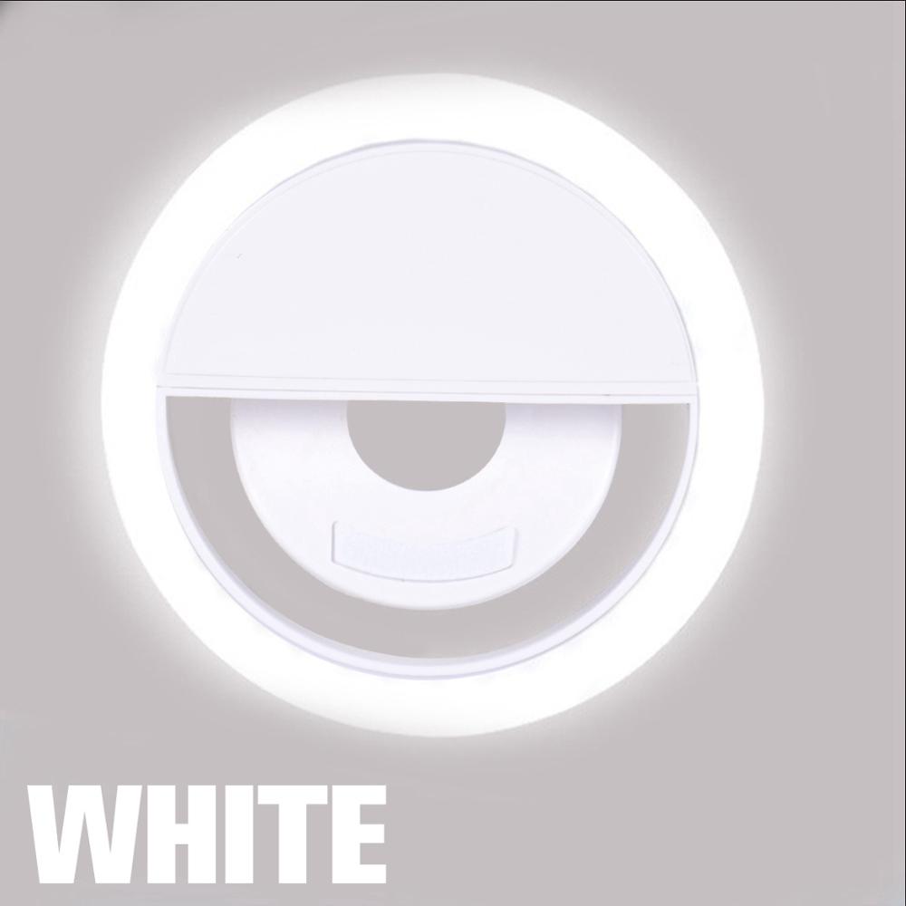Selfie ring ljus nyhet smink belysning led selfie lampa mobiltelefoner foto nattlampa led spegel neon skylt selfie ring: Vit
