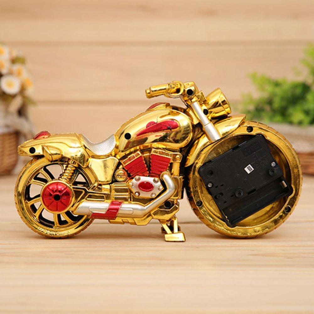 Motorcycle Motorbike Pattern Alarm Clock Desk Clock Home Birthday Cool Clock (Wheel Type was Randomly)