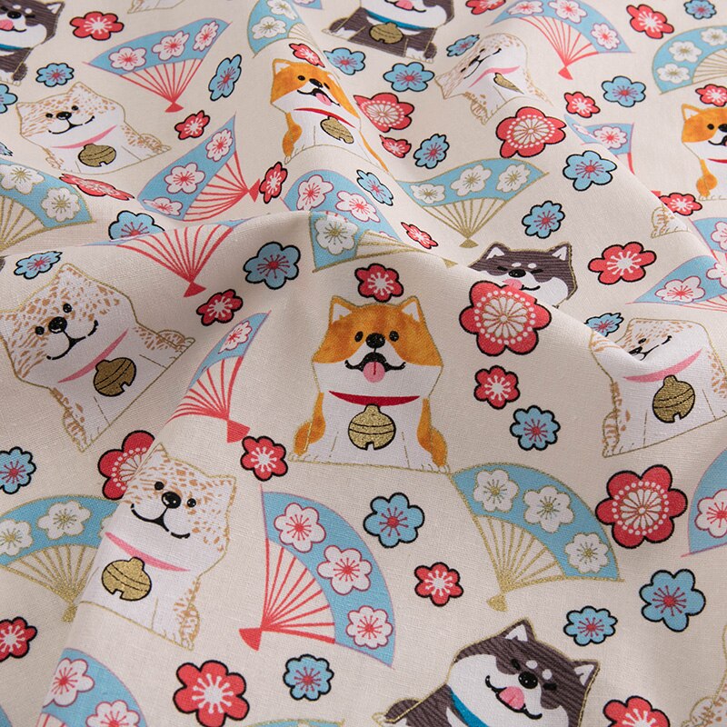 Tecido para cães de algodão shiba inu impressão tecido para costura vestido e sacos diy material caseiro vários tamanhos S33-TJ1027