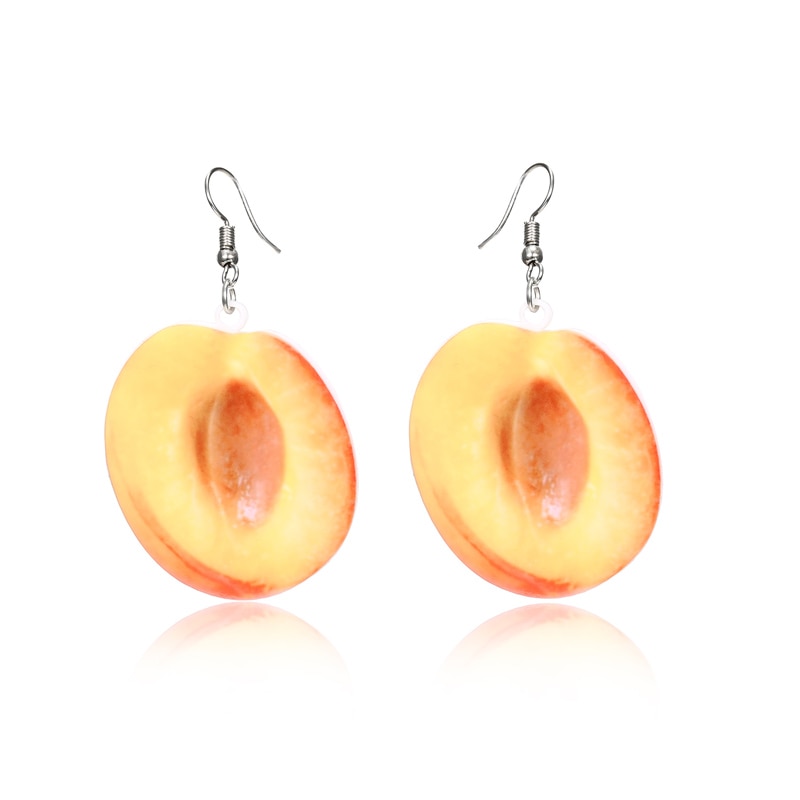 Fruit earrings Food Dangle Orange Earrings for women girl Acrylic Peach Earring Grape coconut tree Mango Cantaloupe Jewelry