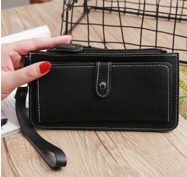 Style Women Casual Solid Clutch Long Wallet Purse Ladies Zipper Hasp Phone Card Holder: C