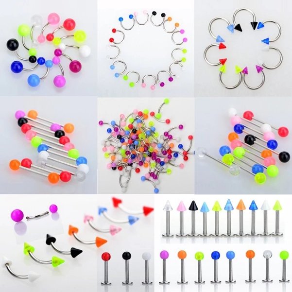 45/90 Stück Mix Edelstahl Nase Ohr Bauch Lip Zunge Ring Captive Bead Augenbraue Bar Piercings Körperschmuck Lot Bulk: WHITE / Rhodium überzogen