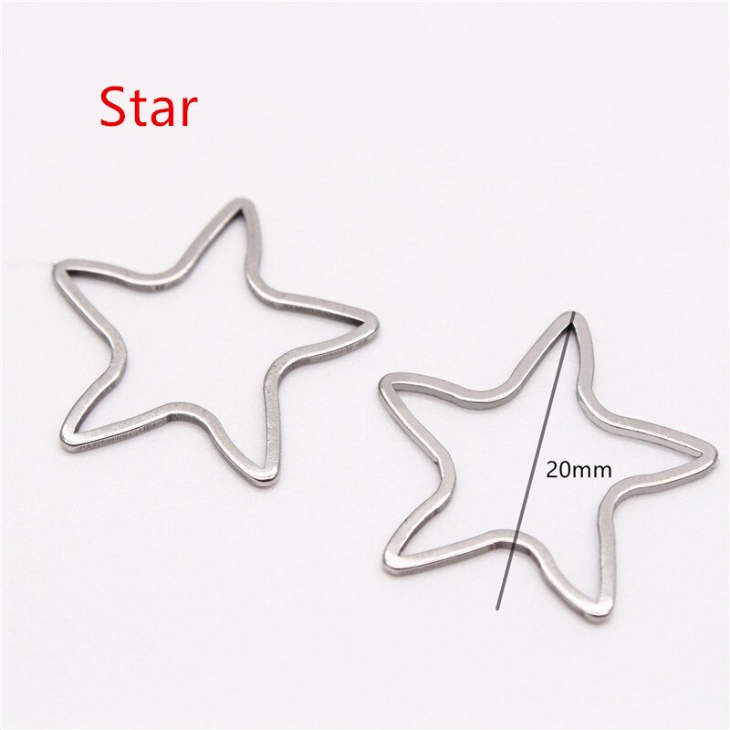 10 pçs oco aço inoxidável encantos pingentes círculo forma quadro jóias achados bezels para diy artesanato brinco colar fazendo: Star pendant frame