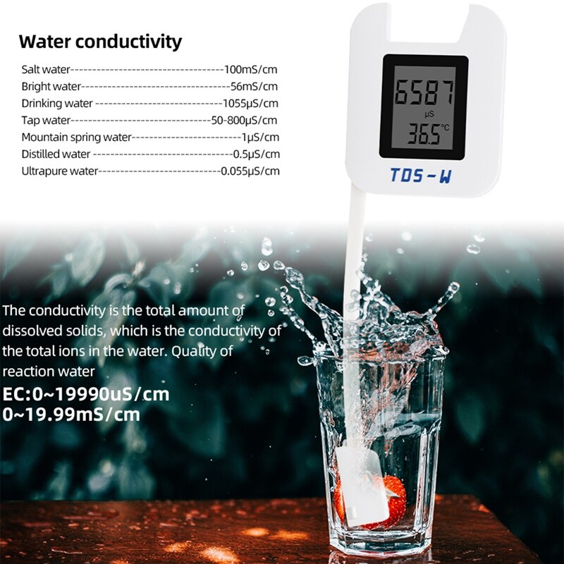 TDS-W TDS Tester EC TEMP Meter Digital Water Monitor EC Meter TDS Instrument for Pools Drinking Water Aquariums