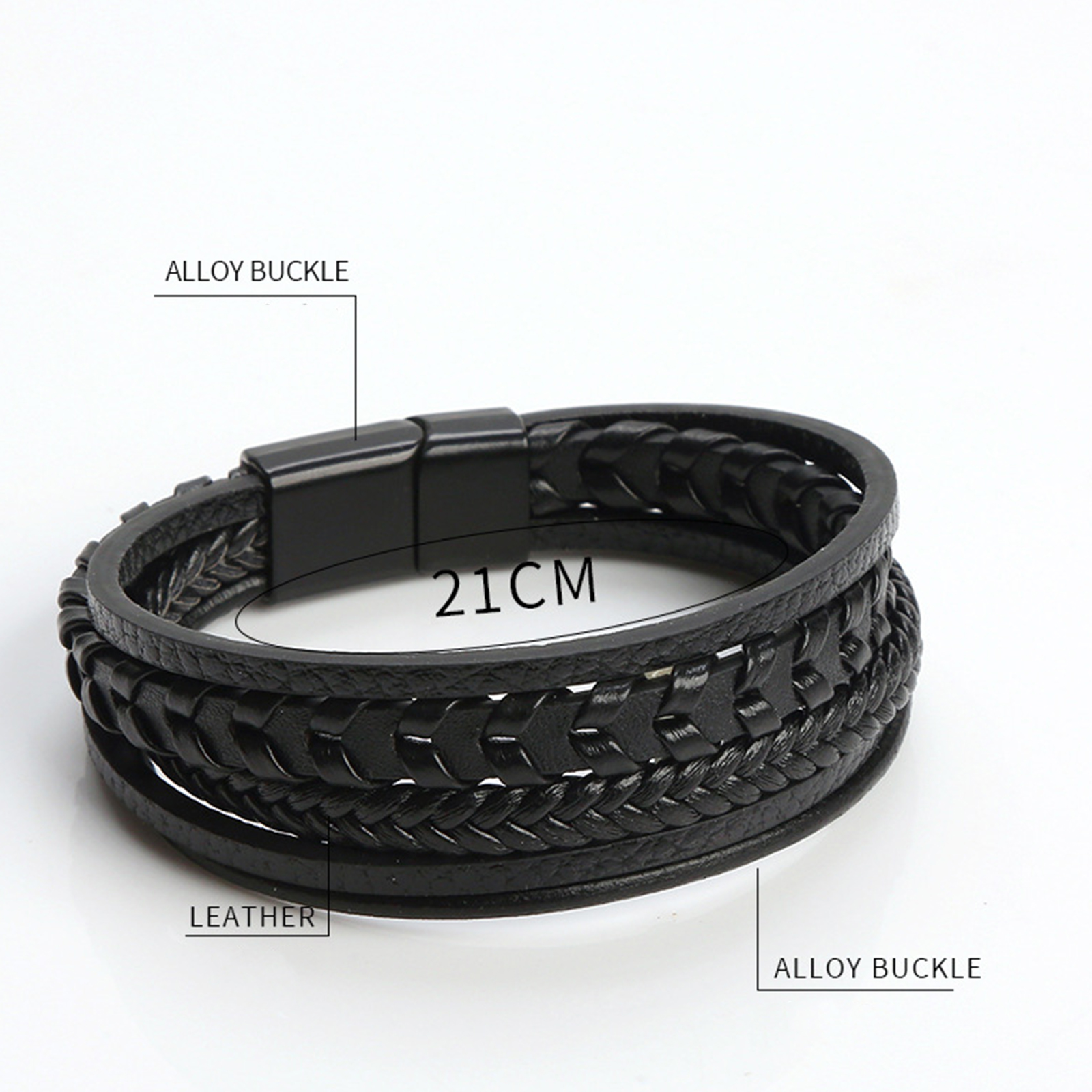 Pulseras trenzadas de cuero multicapa para hombre, brazaletes de cuerda con hebilla magnética hechos a mano, Masculino