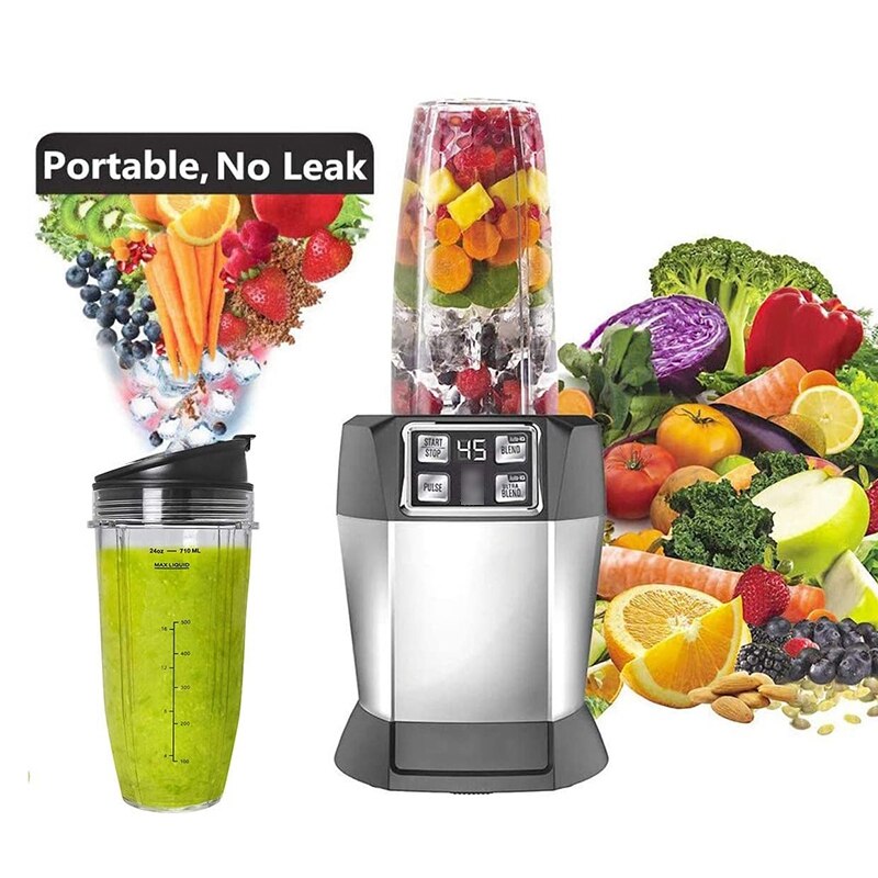 2- pack vervangende 24oz- kops beker met tuitdeksel voor nutri ninja auto iq-serie blenders met  bl450/bl454/bl456/bl480/bl481