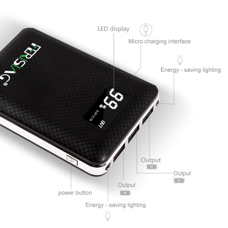 FERISING Accumulatori E Caricabatterie Di Riserva 3 USB ESTERNA 18650 Batteria al litio 10000mAh + 2A CARICATORE Portatile Con Display a LED (Vendita di liquidazione)