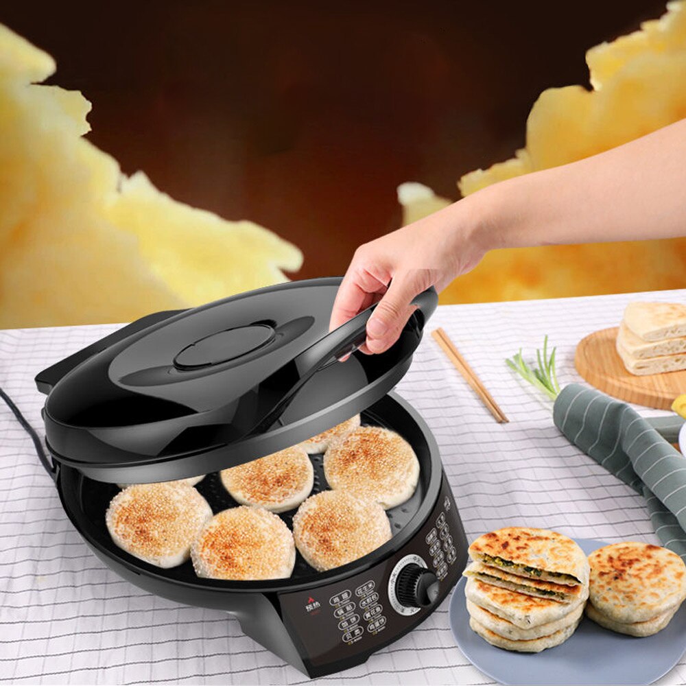 Sartén eléctrica inteligente de doble cara para el hogar, Lima eléctrica para pasteles, nueva profundidad y aumento, sartén para Pizza y tortitas