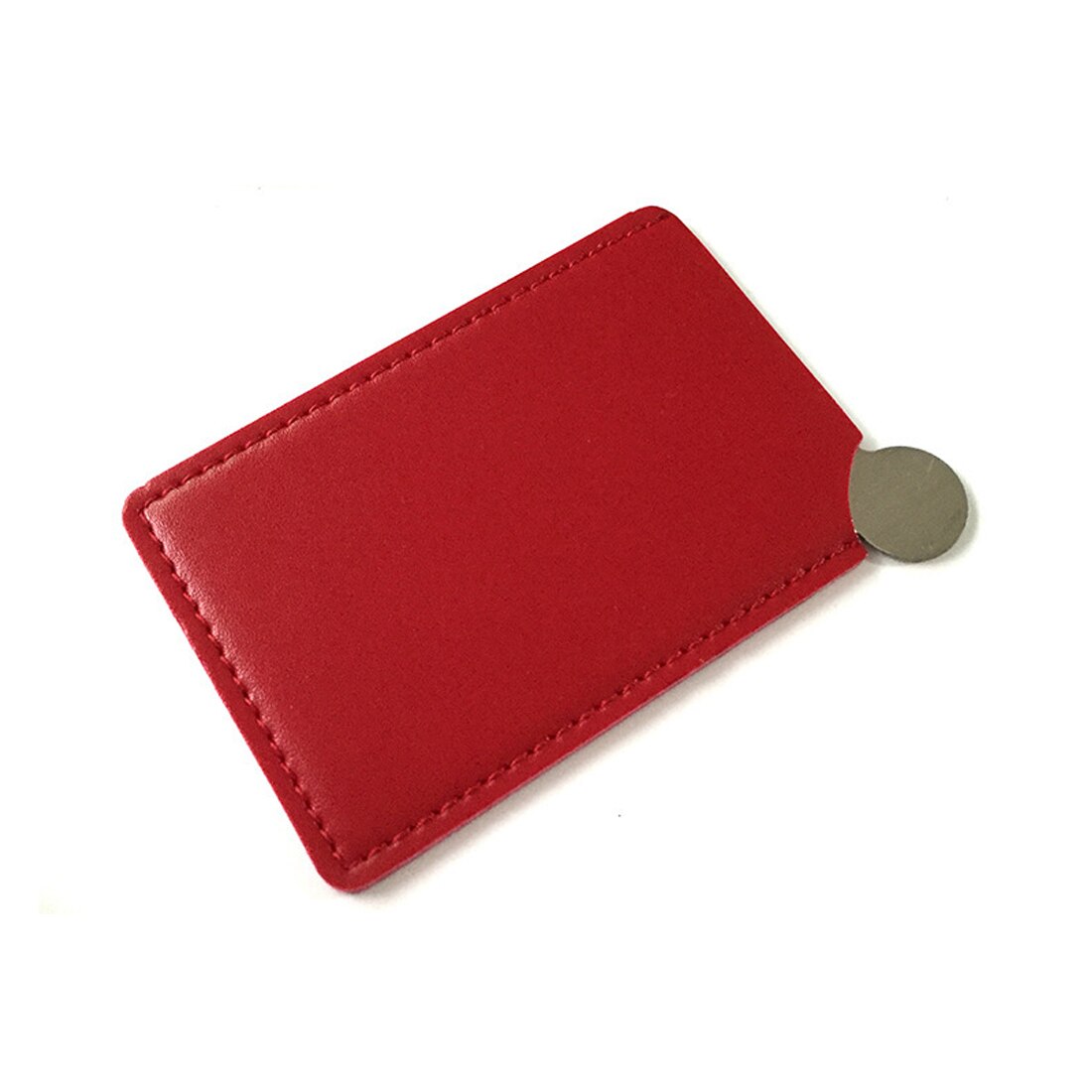 Onbreekbaar Draagbare Reizen Make-Up Spiegel Card Style Pocket Cosmetische Mini Spiegel Pu Leer Rvs Kaart: red