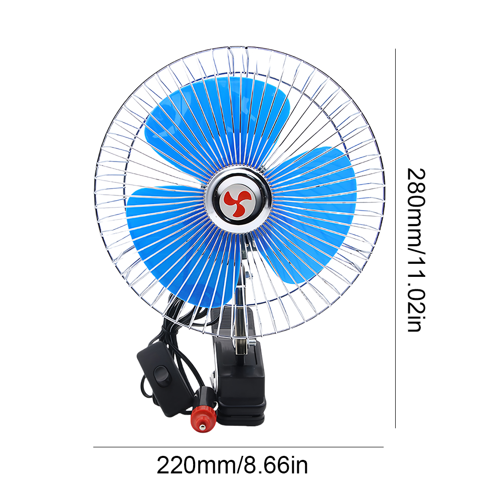 Ventilador oscilante para coche eléctrico de 8 pulgadas, ventilador de refrigeración de aire con rotación, 12V/24V, 15W, ventilador de refrigeración de verano, Enfriador de aire para vehículo y camión de viento fuerte
