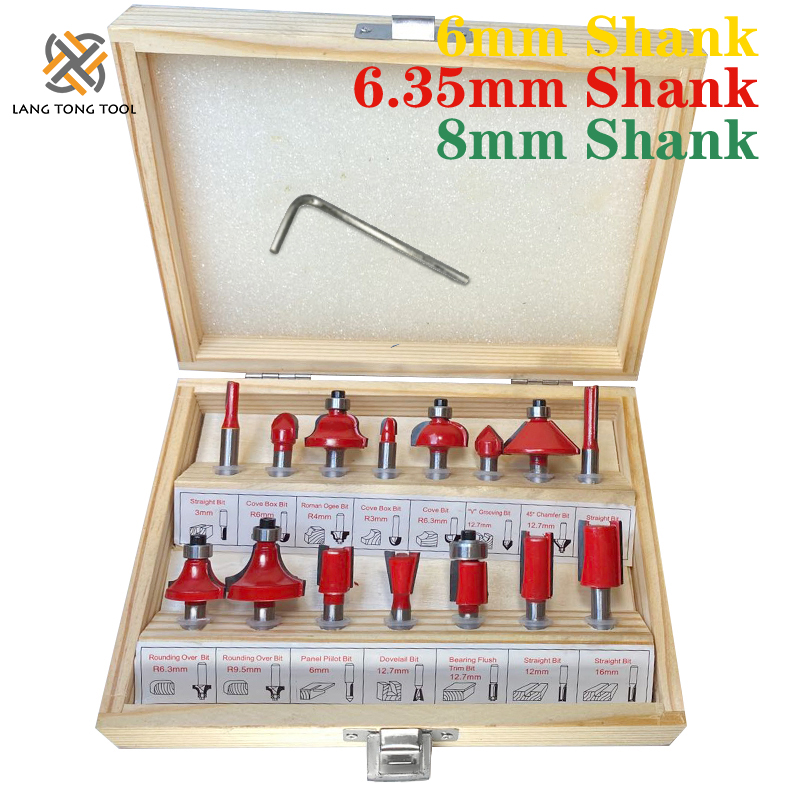 6mm/6.35mm/8mm 15Pcs Router Bit Set Trimming Strai... – Grandado