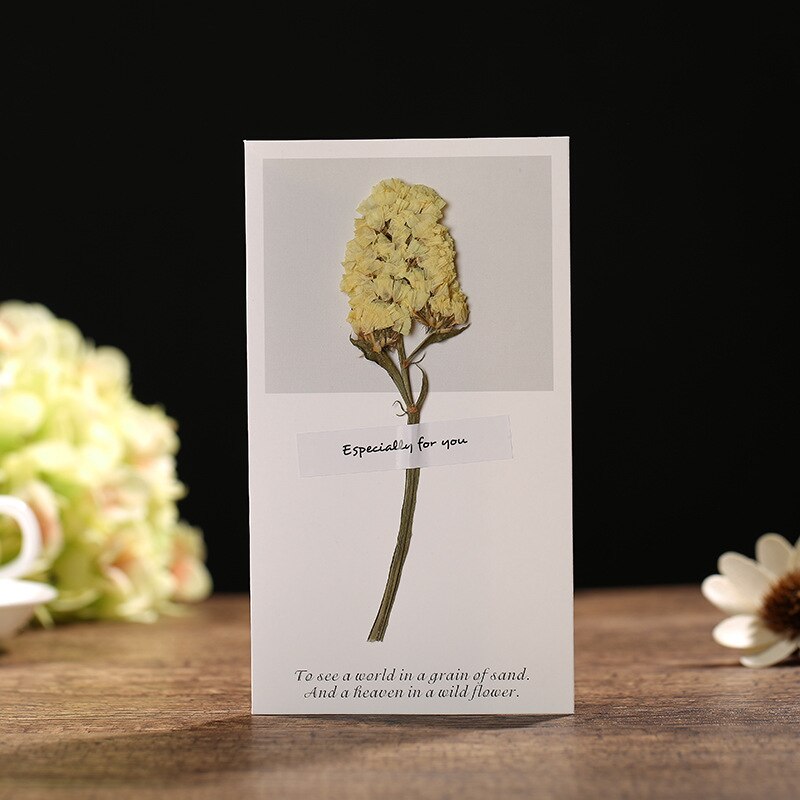 Hilsen tørkede blomster invitasjonskort bursdag thanksgiving dag mors dag beste ønsker blomst språkkort: 4