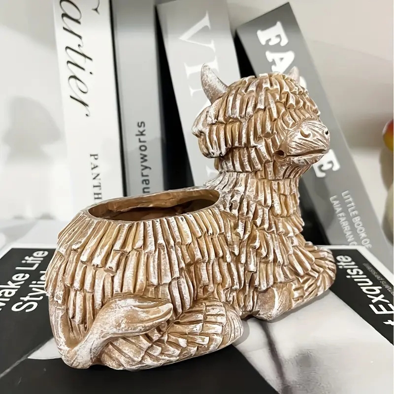 Donica z żywicy w kształcie jaka szkockiego, dekoracyjna donica na sukulenty, robić użytku wewnątrz i na zewnątrz, robić salonu, na stół, ozdoba ogrodowa, unikatowa.