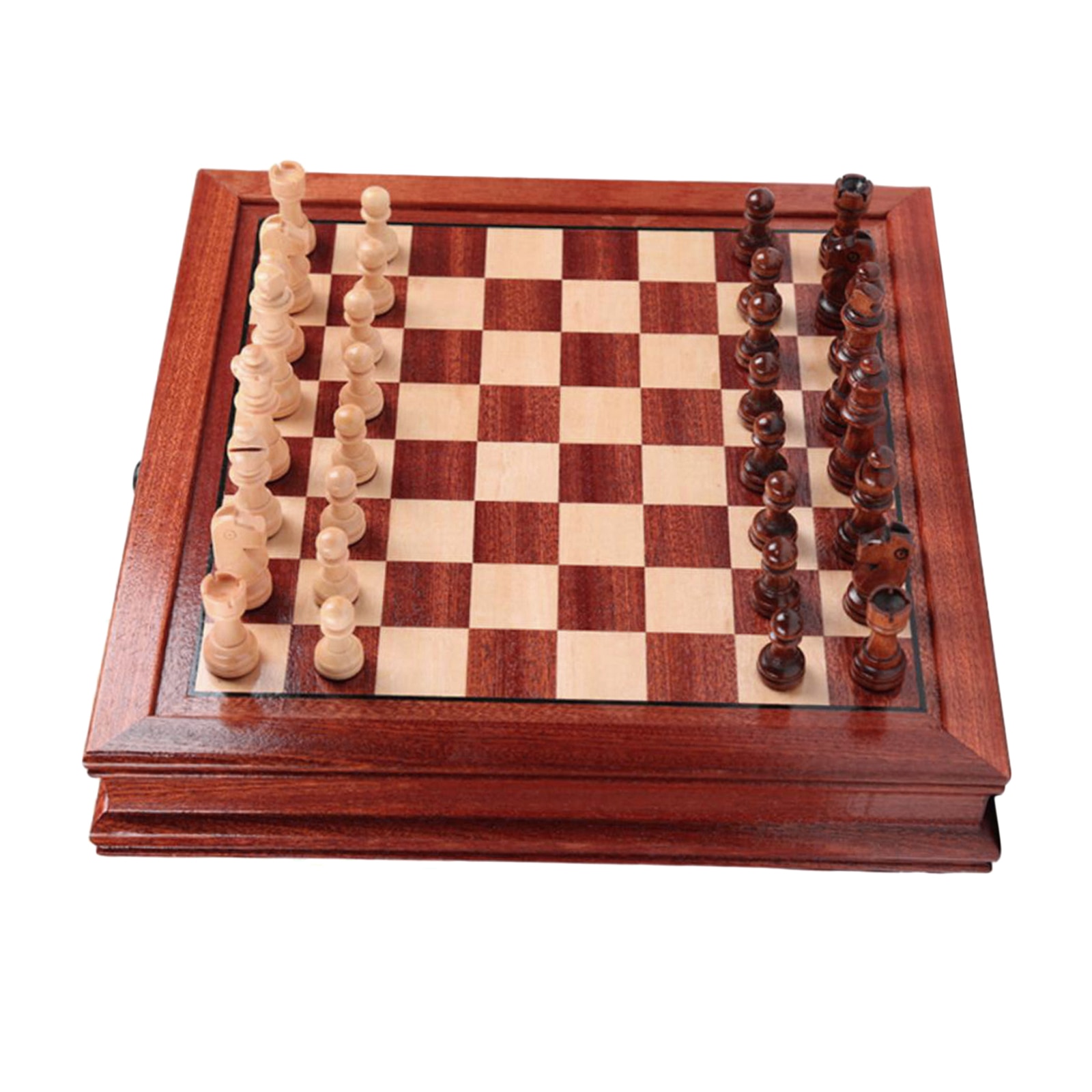 12.6" Chess Wooden Set Drawer Chessboard Handcrafted Pieces Wood Board