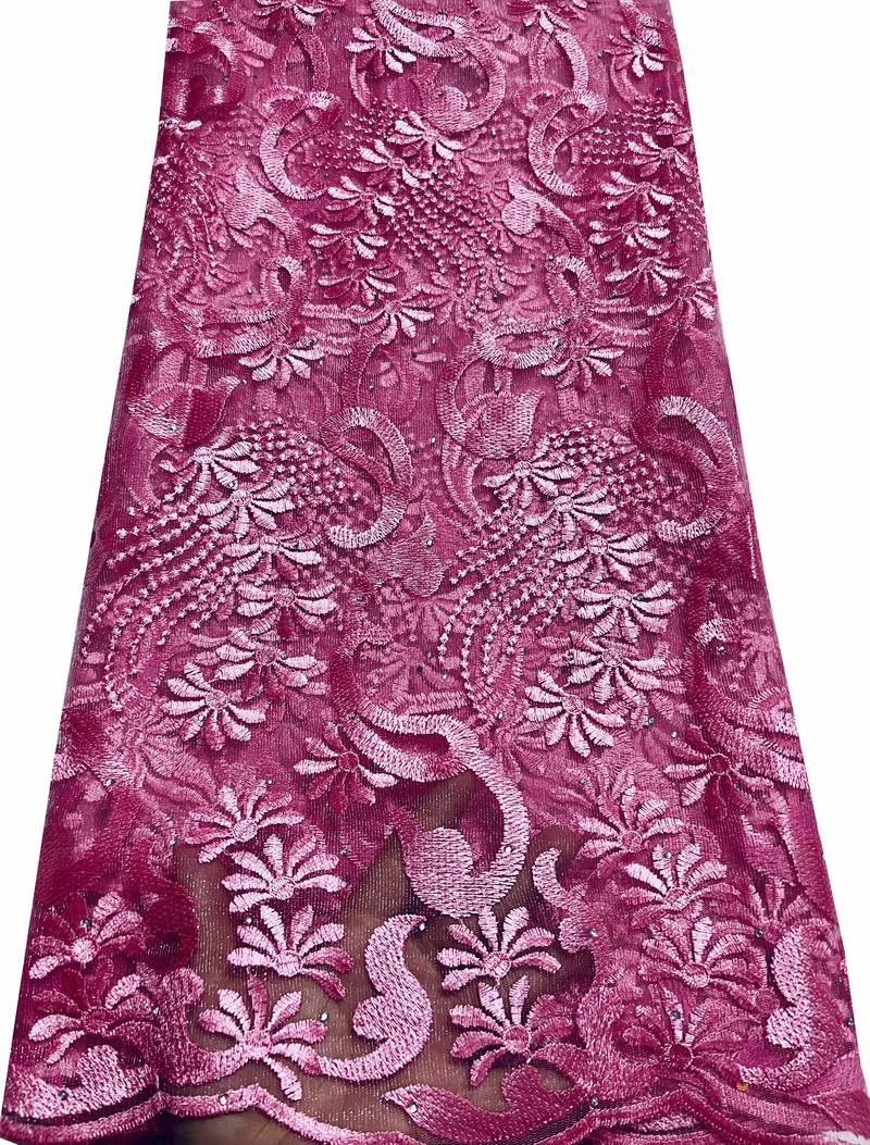 African Lace Fabric French Tulle Lace Fabric Wedding Dress Nigerian Lace Fabric Stones 5 Yard Sewing VL90818 VLY112: AS PIC12