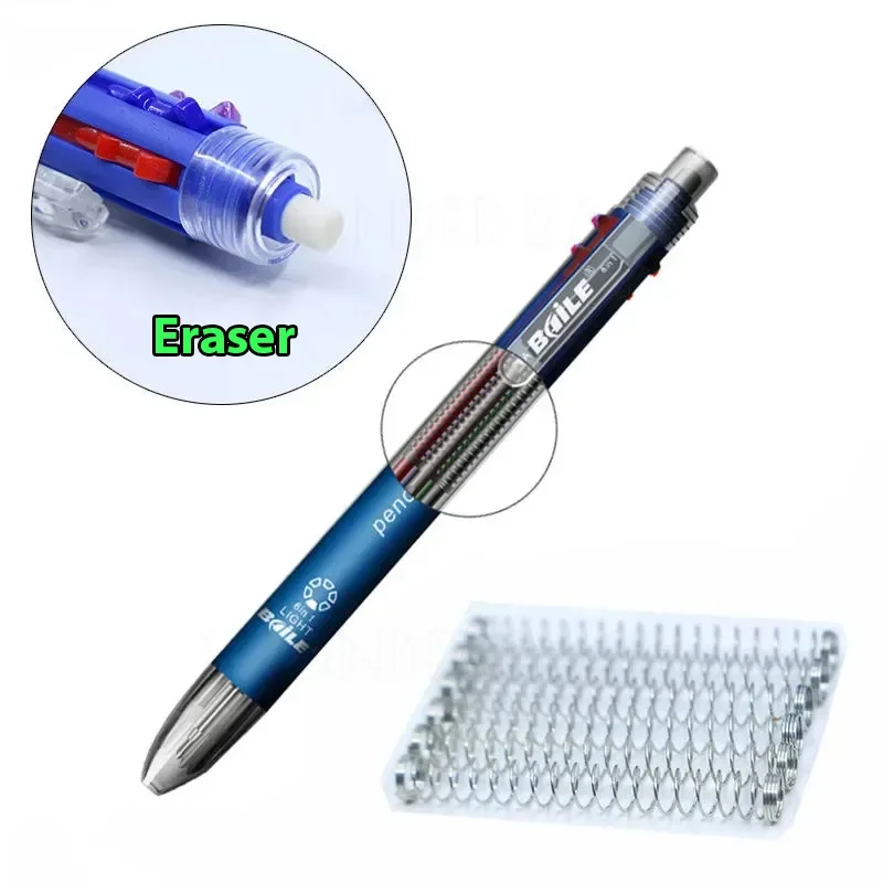 Flerfarget 6 in 1 kulepenn med påfyll stifte 5 farger rullekulepenn og 1 blyantstift multifunksjonspenn