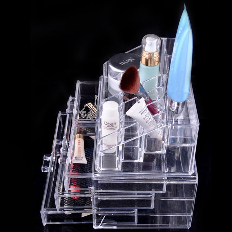 Transparentem Kunststoff Hause Schublade Schreibtisch Schreibtisch Lager Kasten Veranstalter Klaren Acryl machen-hoch machen-hoch Veranstalter Für Kosmetische