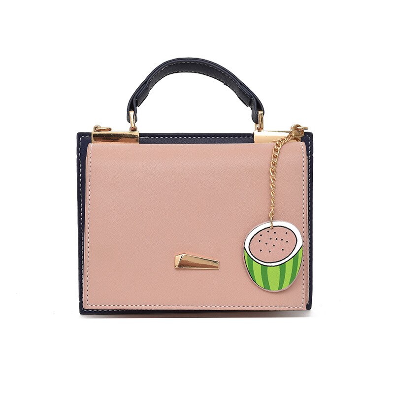 dames sac à bandoulière en cuir PU couleur unie sac deux couleurs épaule messager carré sac hit couleur sac à main: pink