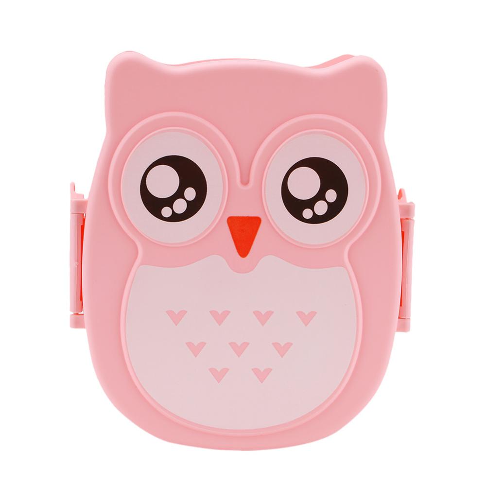 Cute Cartoon Owl Lunch Box Food Container Storage Box Portable Kids Student Lunch Box Bento Box Container With Compartments Case: Pink Lunch Box