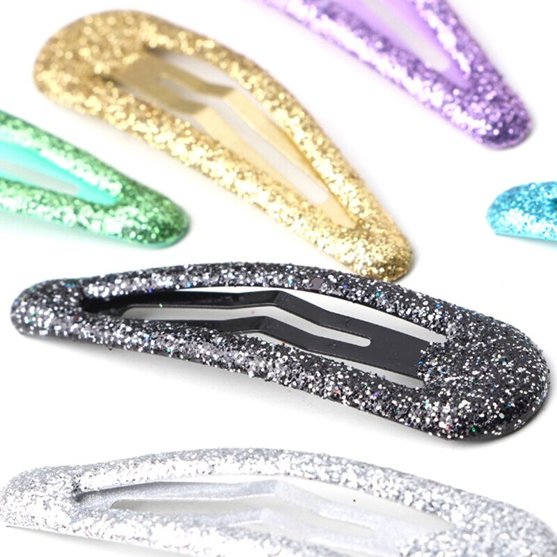 10pcs Snap Hair Clips Glitter Hairpins For Children Kids Hair Clip Pins For Baby Girls Hair Accessories Cute Metal Barrettes