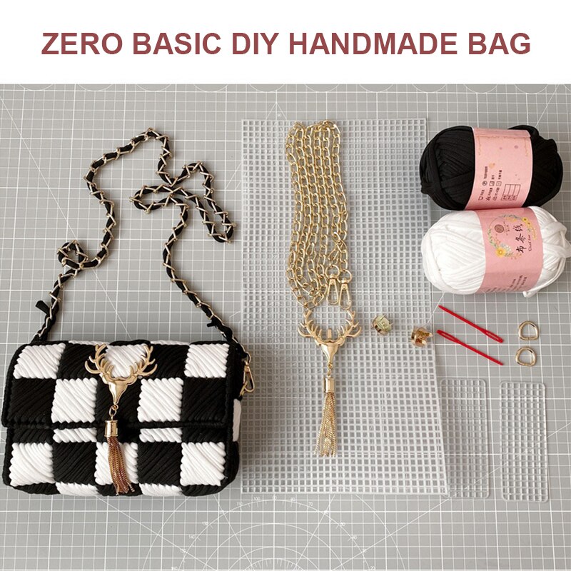 DIY Handcraft Shoulder Bag Making Materials Package Weaving Bag Grid Handmade Supplies Woman Bag Selfmade Sewing Accessories