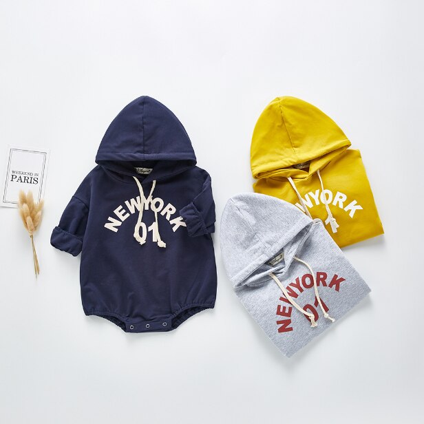 Angoubebe B20H13 Jongen Jumpsuits 0-24M Baby Jongens Katoen Casual Hooded Top Romper Sweatshirt Hoodie Outfits