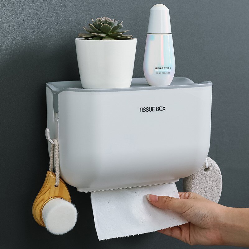 Caja de pañuelos para baño, estante de Caja de papel higiénico montado en la pared, práctico, para el hogar, color azul, blanco, rosa y Beige, estilo,