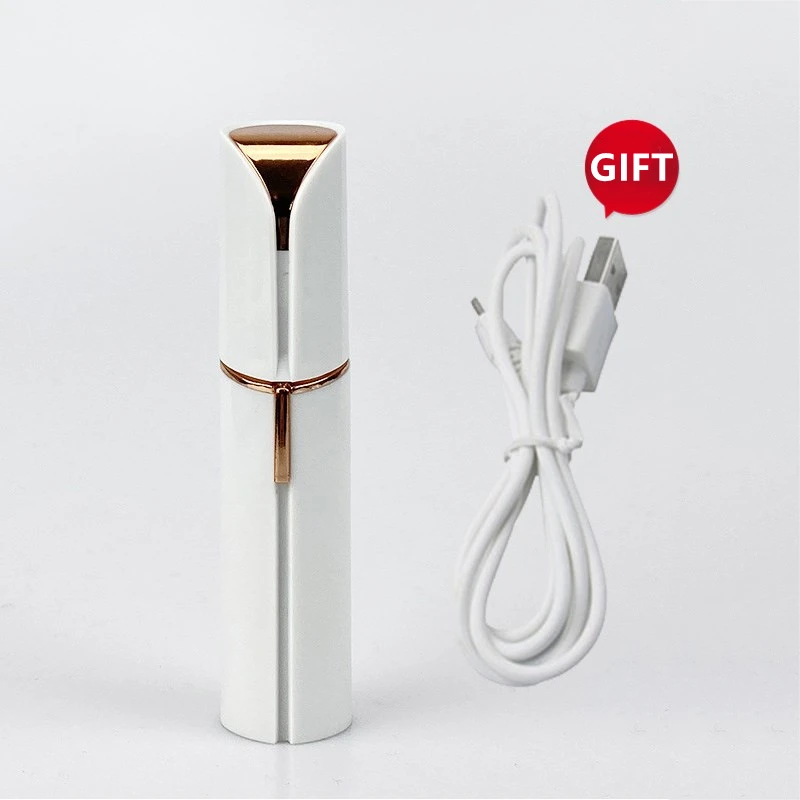 2024 Epilator Gezicht Ontharing Lippenstift Scheerapparaat USB Elektrische Wenkbrauw Trimmer vrouwen Haar Remover Mini Scheerapparaat epilator: WHITE
