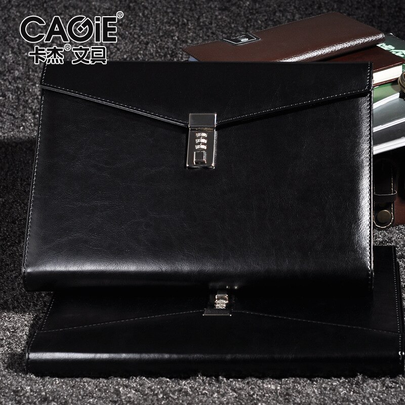 Carpeta de archivos A4 para documentos, con candado, candado, fijo, contraseña, maletín, cuadernos, organizador, bolso de cuero PU para gerente de oficina