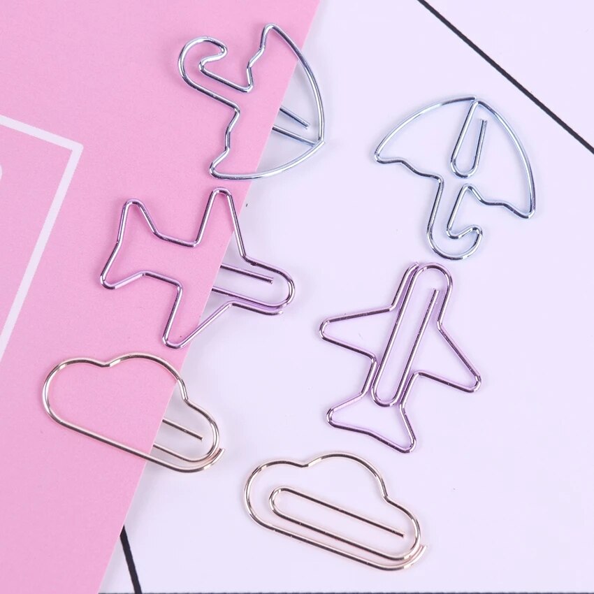 12PCS Cartoon Shape Paper Clips Notes DIY Bookmark Metal Binder Clips Notes Letter Paper Clips
