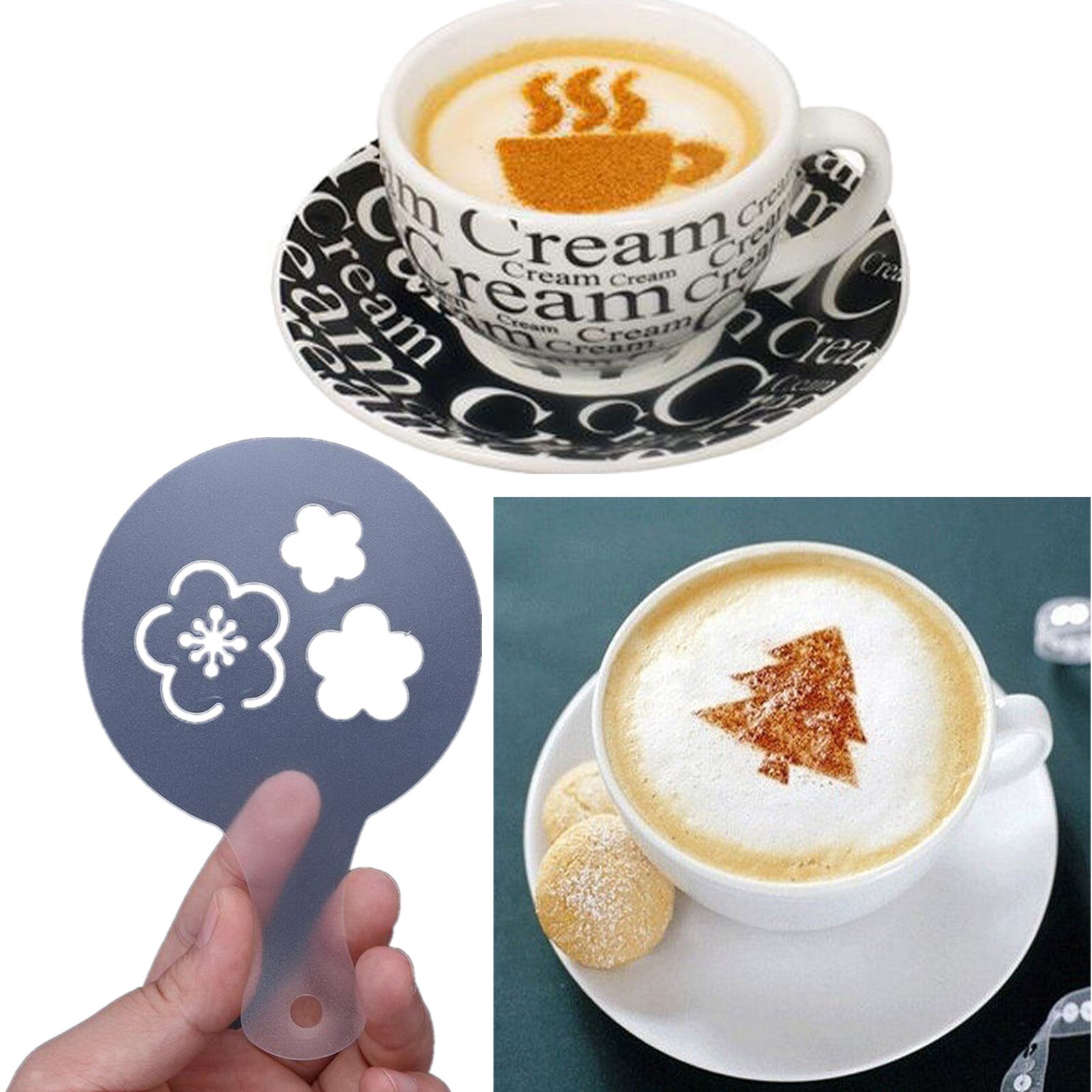 16pcs/Set Coffee Stencil DIY Coffee Decor Tool Set Stencils Cappuccino Mold Latte Art Barista Coffee Tea Template Tool