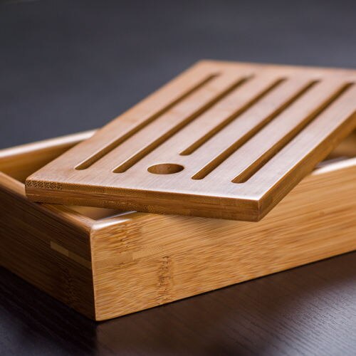 Mini plateau d'eau Portable en bambou | Pour cérémonie du thé Gongfu 22x11/5cm
