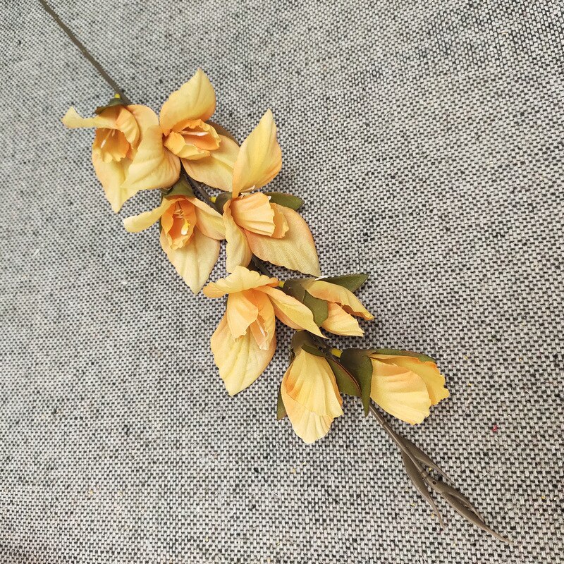 Jarown kunstig blomst gladiolus orkidé blomst silke enkelt blomster gren bryllup boligindretning gør-det-selv blomsterarrangement materialer: E