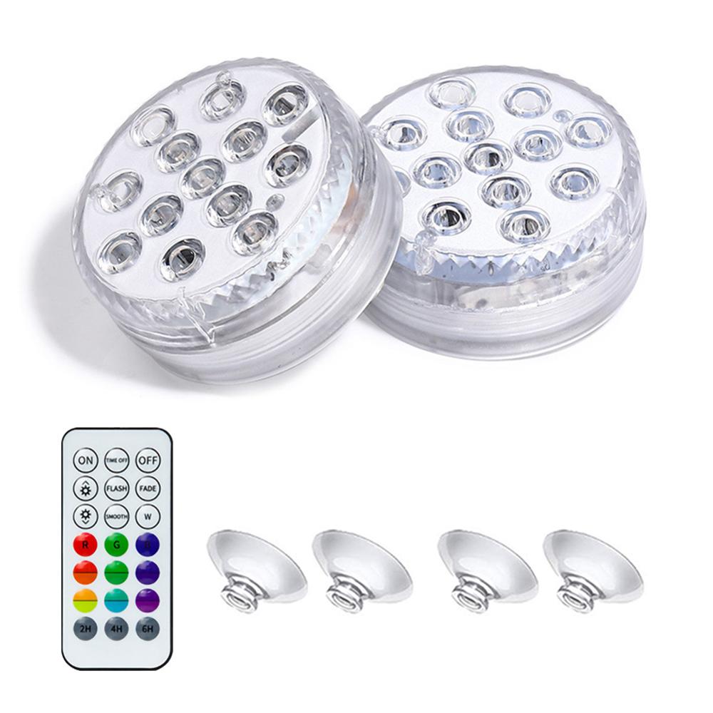 13 Led Rgb Zwembad Verlichting Waterdichte Afstandsbediening Dompelpompen Lichten Onderwater Night Lamp Tuin Zwembad Licht Voor Aquarium: 2pcs