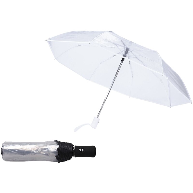 2 Stuks Transparante Paraplu Regen Vrouwen Mannen Zon Regen Auto Paraplu, transparant + Zwart Grens & Transparant En Wit Grens