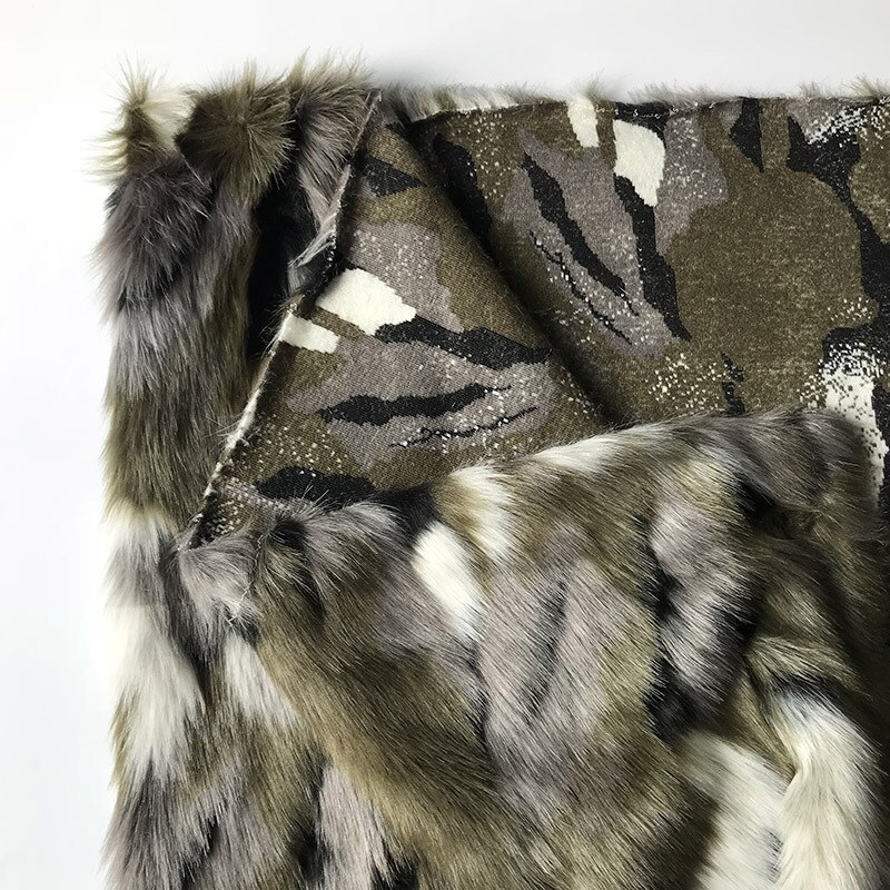 Herfst en winter kunstbont legergroen vierkant jacquard pluche kleding en schoenen pluche stof: Default Title