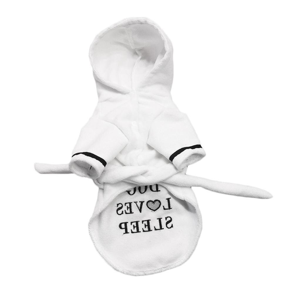 Oso de peluche Bulldog ropa blanca pequeña de lujo Albornoz absorbente letra pijama baño para perros Coral Hoodie producto mascota toalla Thic G1A6
