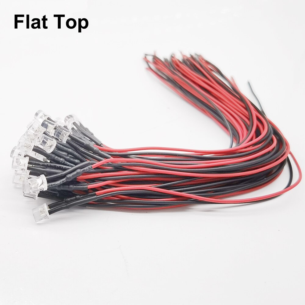 DC 3V 5V 12V flache top LED Dioden 20cm Pre Wired 5mm LED Licht Lampe birne Prewired Emittierende Dioden Für DIY Dekoration Fou