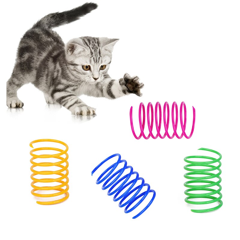 KIMI-bobina flexible de plástico para gato, juguete interactivo para gatos, juguete divertido para mascotas, 4 piezas