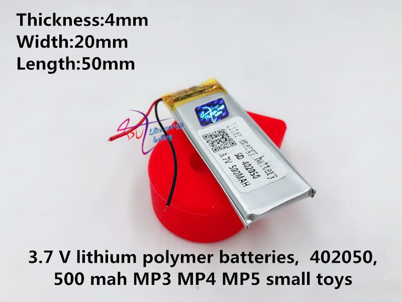 Batería de polímero de litio de 3,7 V 402050 042050 reemplazo de 382250P MP3 X19 500mAh