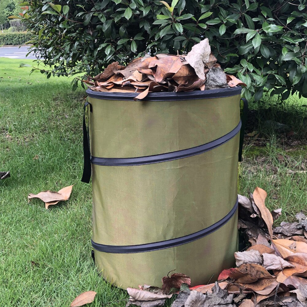 Garden Waste Bag Rubbish Refuse Sacks Portable Foldable Reusable Waterproof Garbage Handles Release Buckle For Outdoor