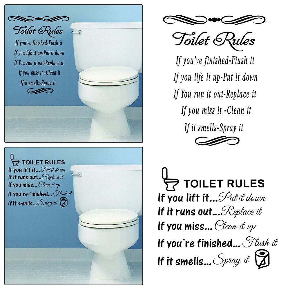 1PC Removable Quotation Wall Stickers Decals Wall Stickers Wall Art Toilet Rules Washroom Bathroom Home Decor