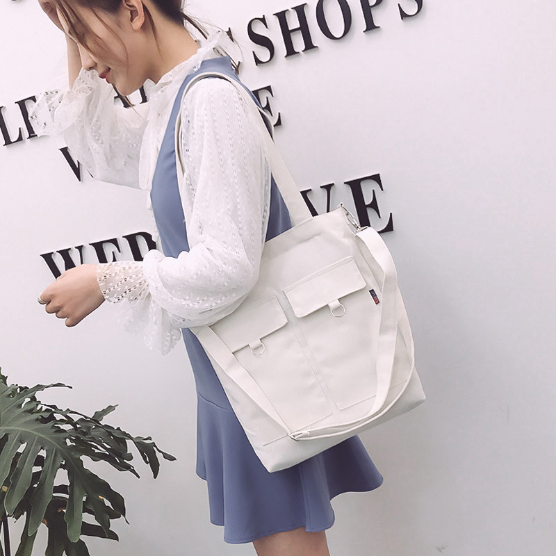 Bolso de mujer veces Casual minimalista femenino bolsos de hombro bandolera Lona de estudiante negro blanco amarillo azul