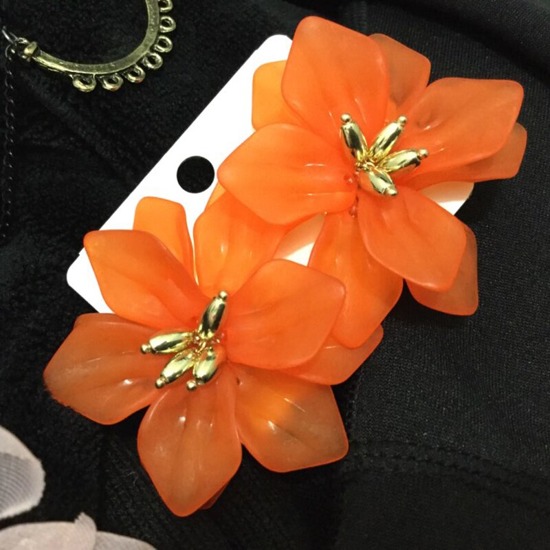 EN Koreanische Stil Übertreibung Blume Stud Ohrringe Für Frauen Acryl Big Weiß Orange Blume Ohrringe Brinco Schmuck