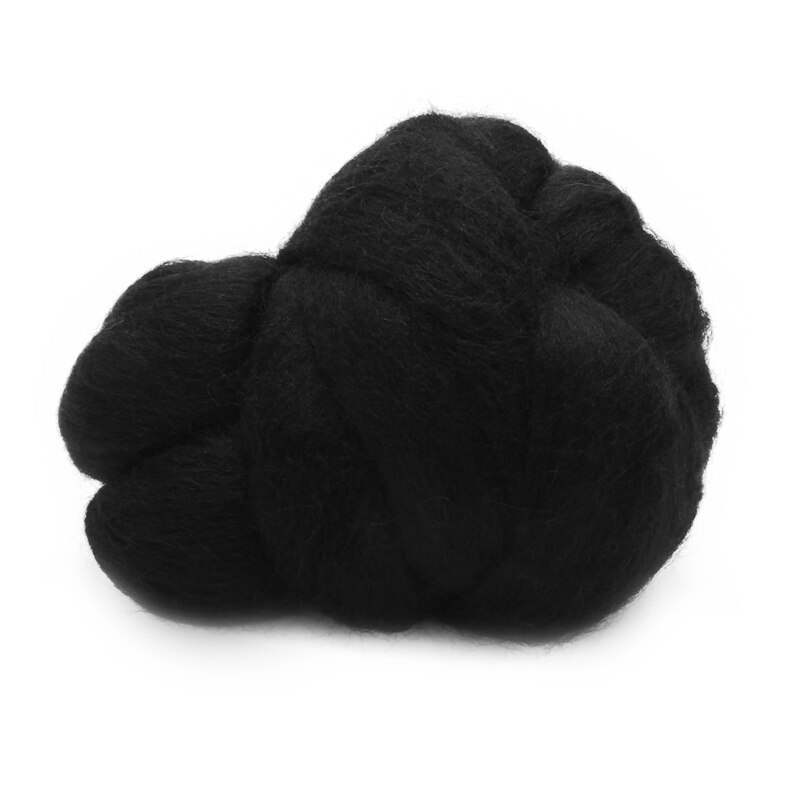 Black Vilten Wol Merino Geverfd Wol Tops Roving Zachte Wol Vezel Naaien Voor Naaldvilten DIY Pop Handwerken 50g