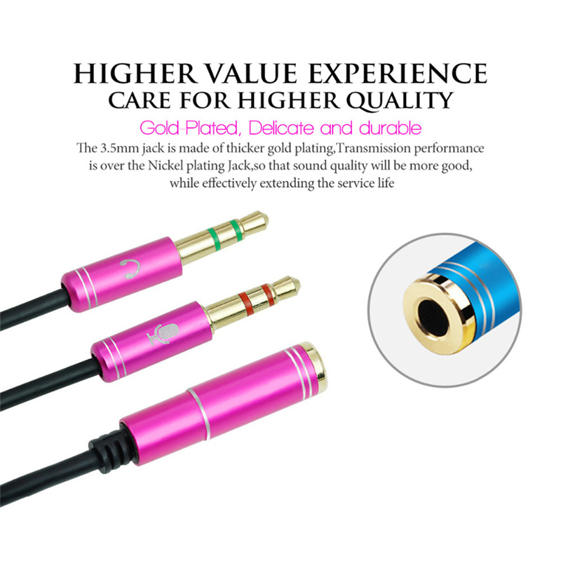 3,5 mm hoofdtelefoon stereo audio microfoon Y-splitter 3,5 mm audiomicrofoon naar 4-polige jack Aux-adapter voor 4-pins 3,5 mm plug-oortelefoon