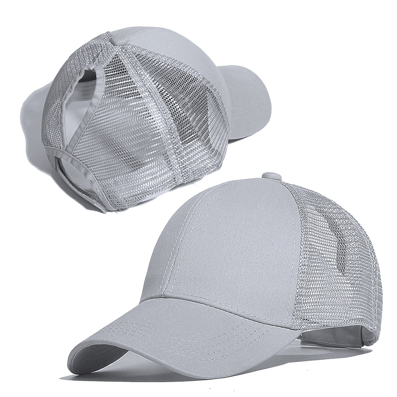 Hestehale baseballkasket til kvinder mænd sommer unisex ensfarvet mesh åndbar baseballkasket justerbar udendørs sport solhat: C
